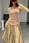 BASERANGE Long-sleeved patchwork top T-shirt series Portugal BAS-TOGN-CG-SP24-FENTUO Pink camel
